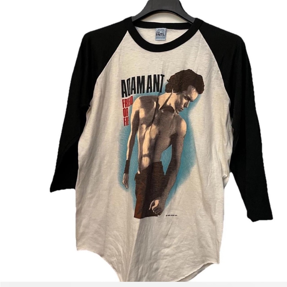 1983 VINTAGE 80s ADAM ANT FRIEND OR FOE RAGLAN T-SHIRT PURE SEX WORLD TOUR SZ L
